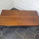Coffee table chrome base top in teak of the 70s