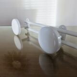 White lacquered metal wall coat rack with 3 hooks, 1980