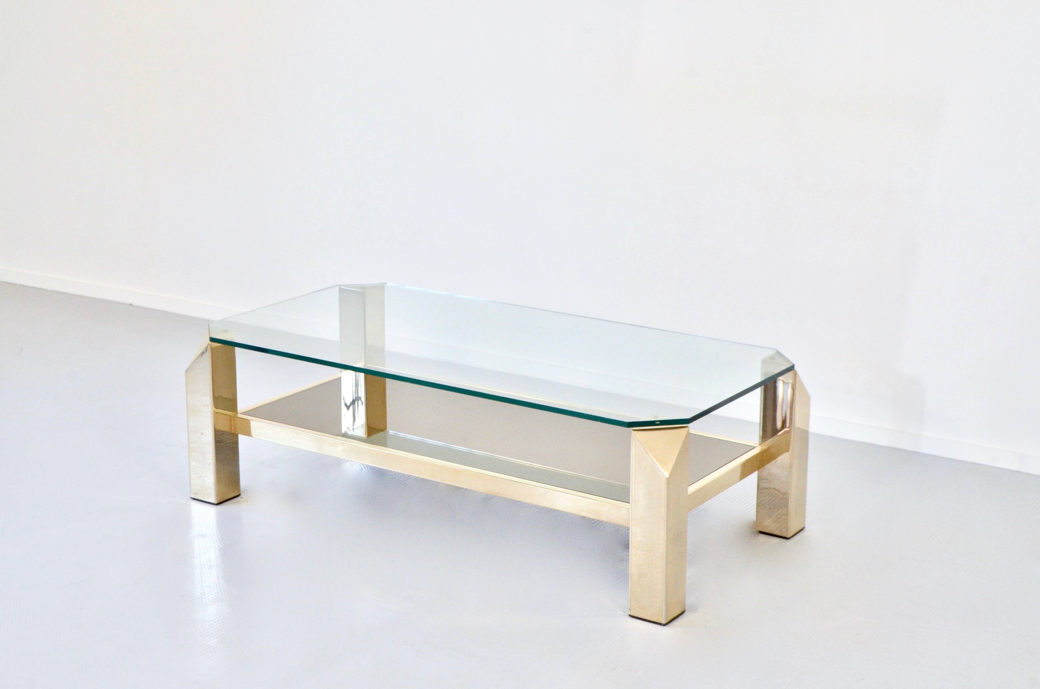 23kt Gold Plated Midcentury Coffee Table By Belgo Chrome. Vintage / Modern
