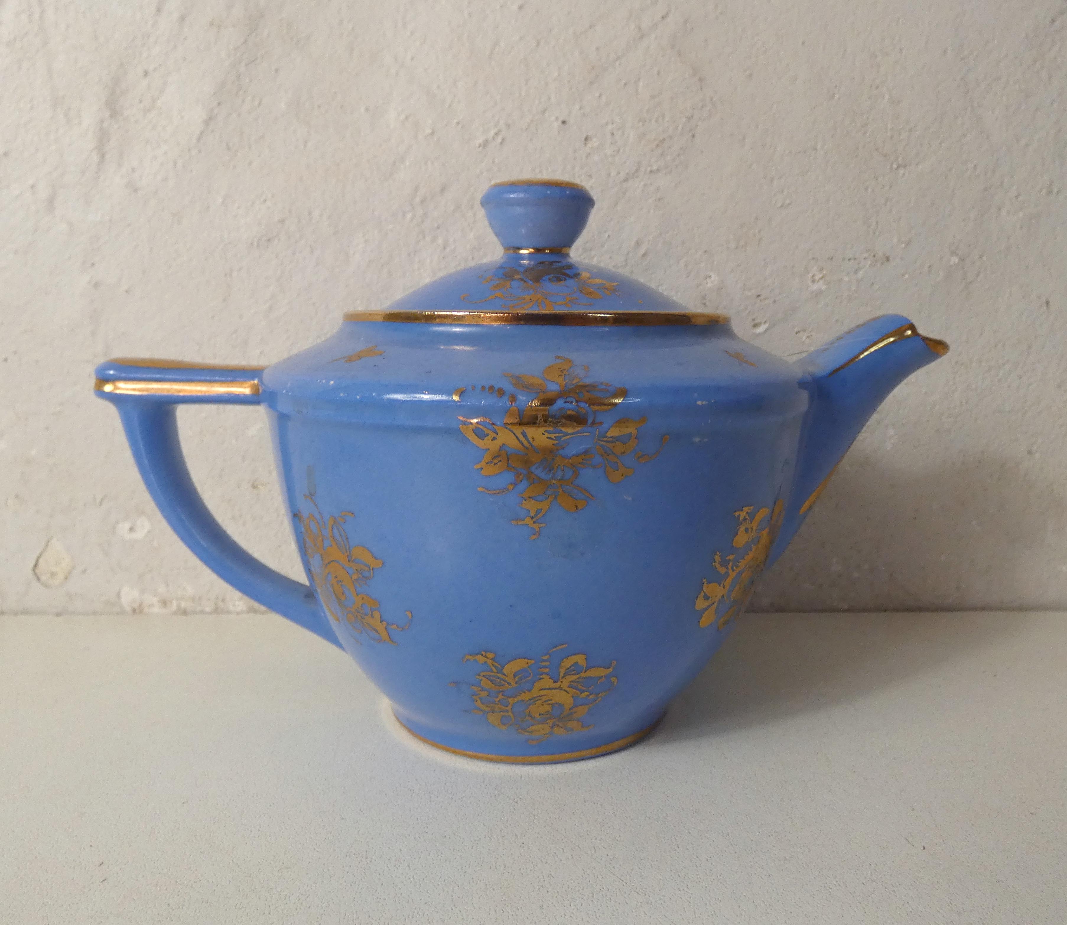 Head to head service porcelain limoges blue and gold