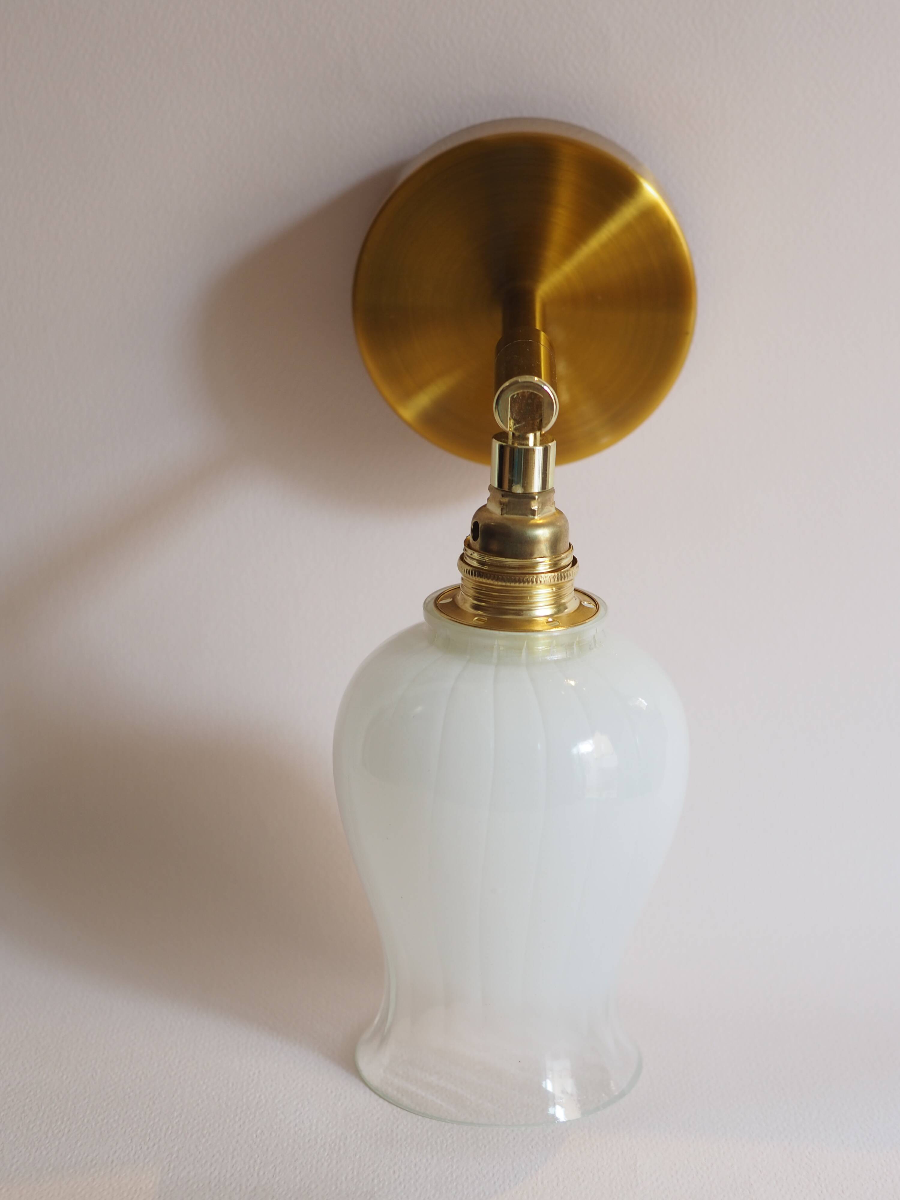 Wall light - White opal and brass
