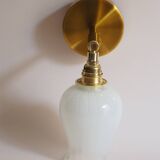 Wall light - White opal and brass