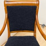 Biedermeier Armchair in Walnut & Black Boucle, South Germany, 1835