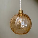 Vintage globe pendant lamp in amber glass