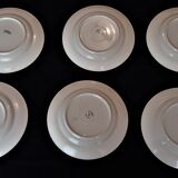 Series of six flat plates in earthenware of Longchamp model Sapho