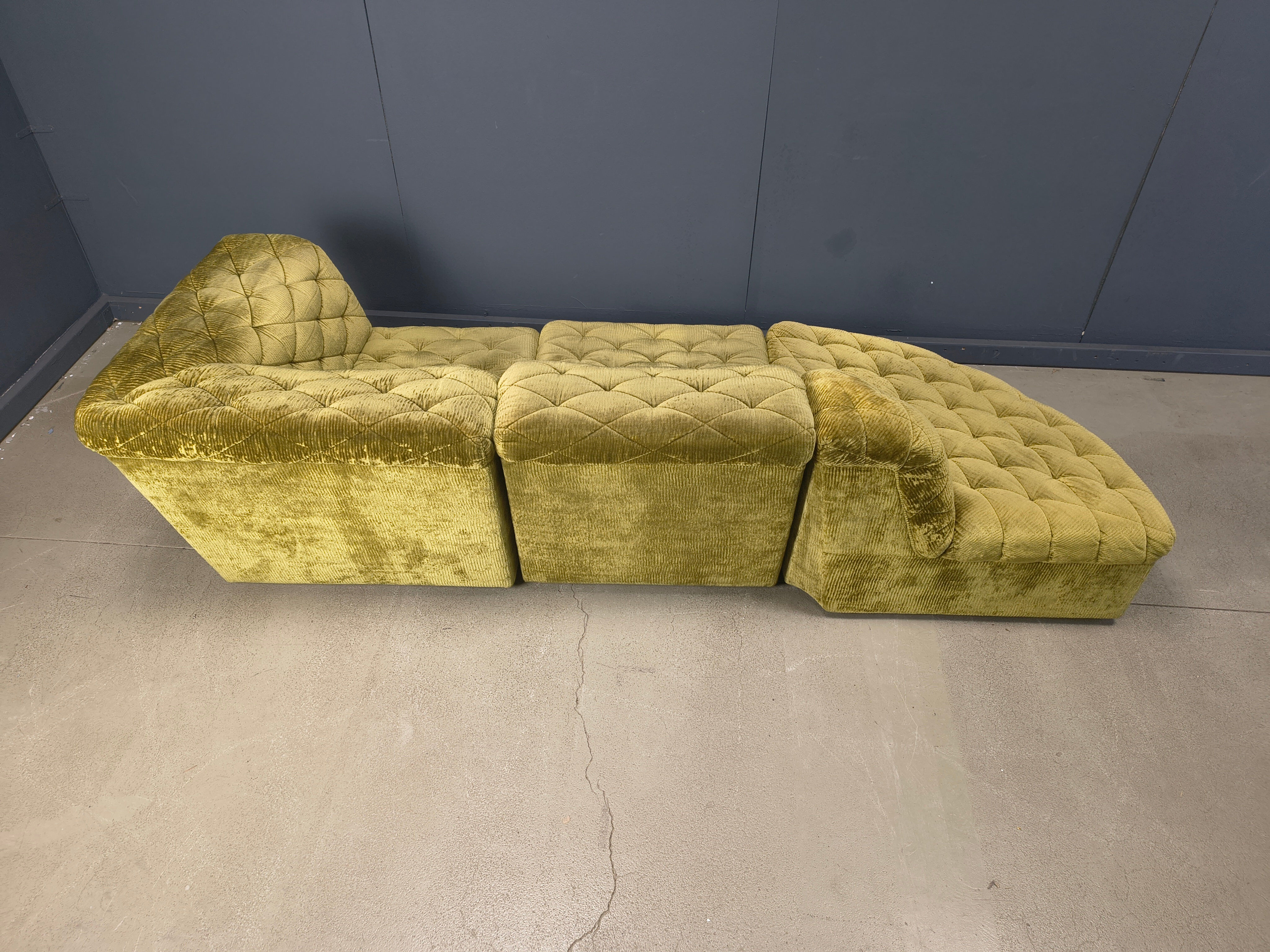 Vintage velvet modular sofa by Laauser, 1970s