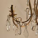 Lustre ancien en laiton et cristal