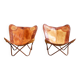 Vintage Leather Butterfly Chairs, Set of 2