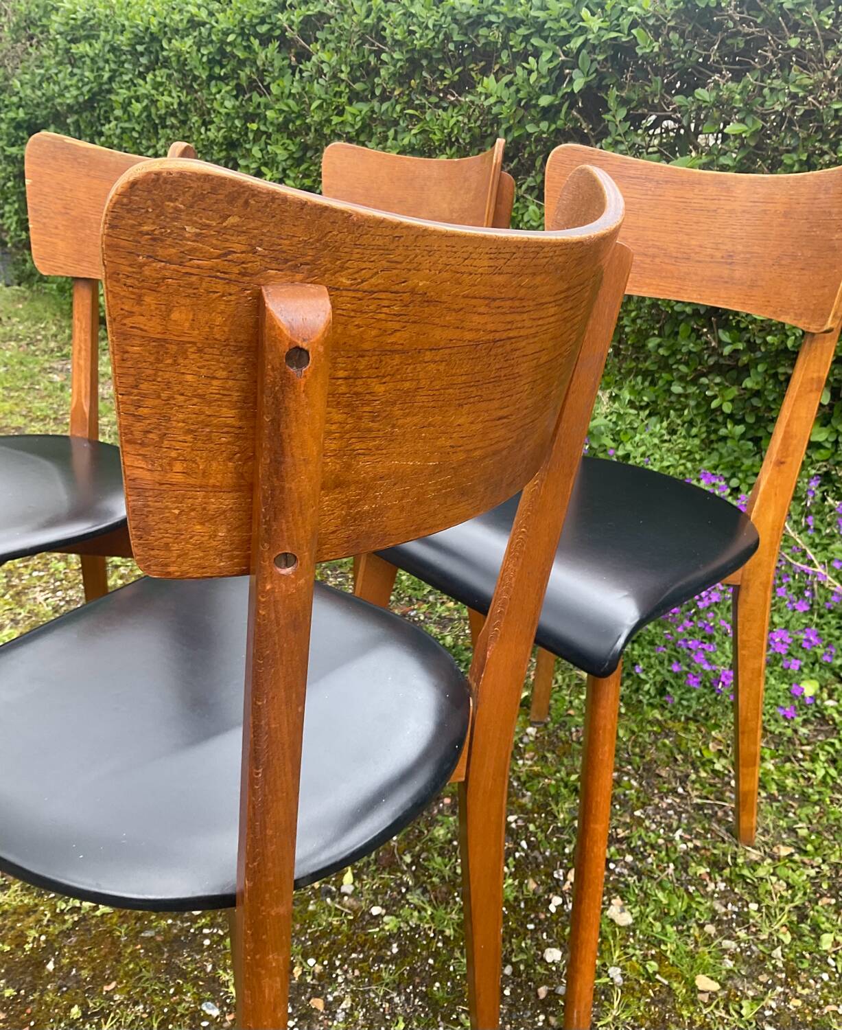 Series of 4 vintage chairs from the 50s and 60s