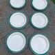 6 flat plates in white earthenware and green edging Digoin Sarreguemines vintage