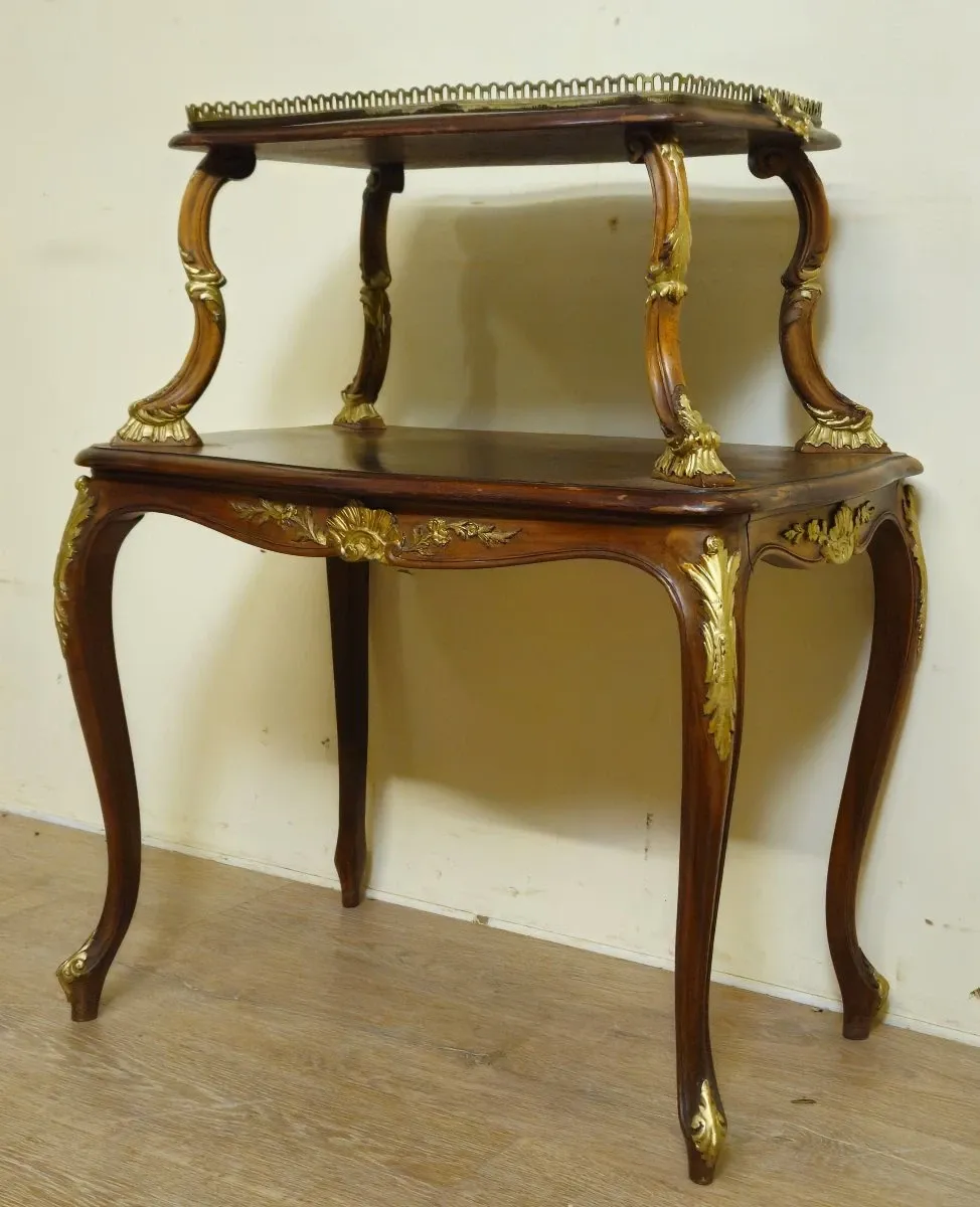 Louis XV style console table with two tiers.