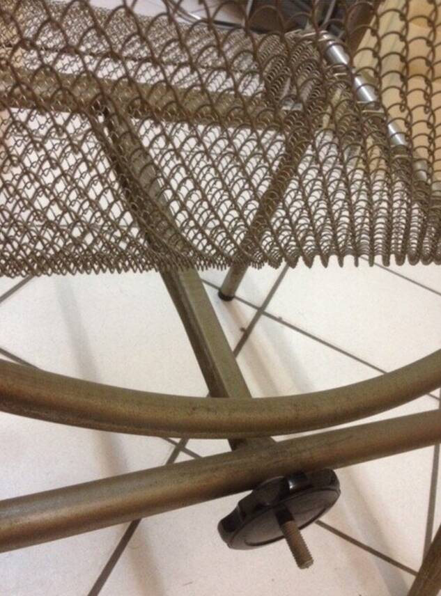 Vintage armchair in ribbed fabric and chrome steel from the 1940s France