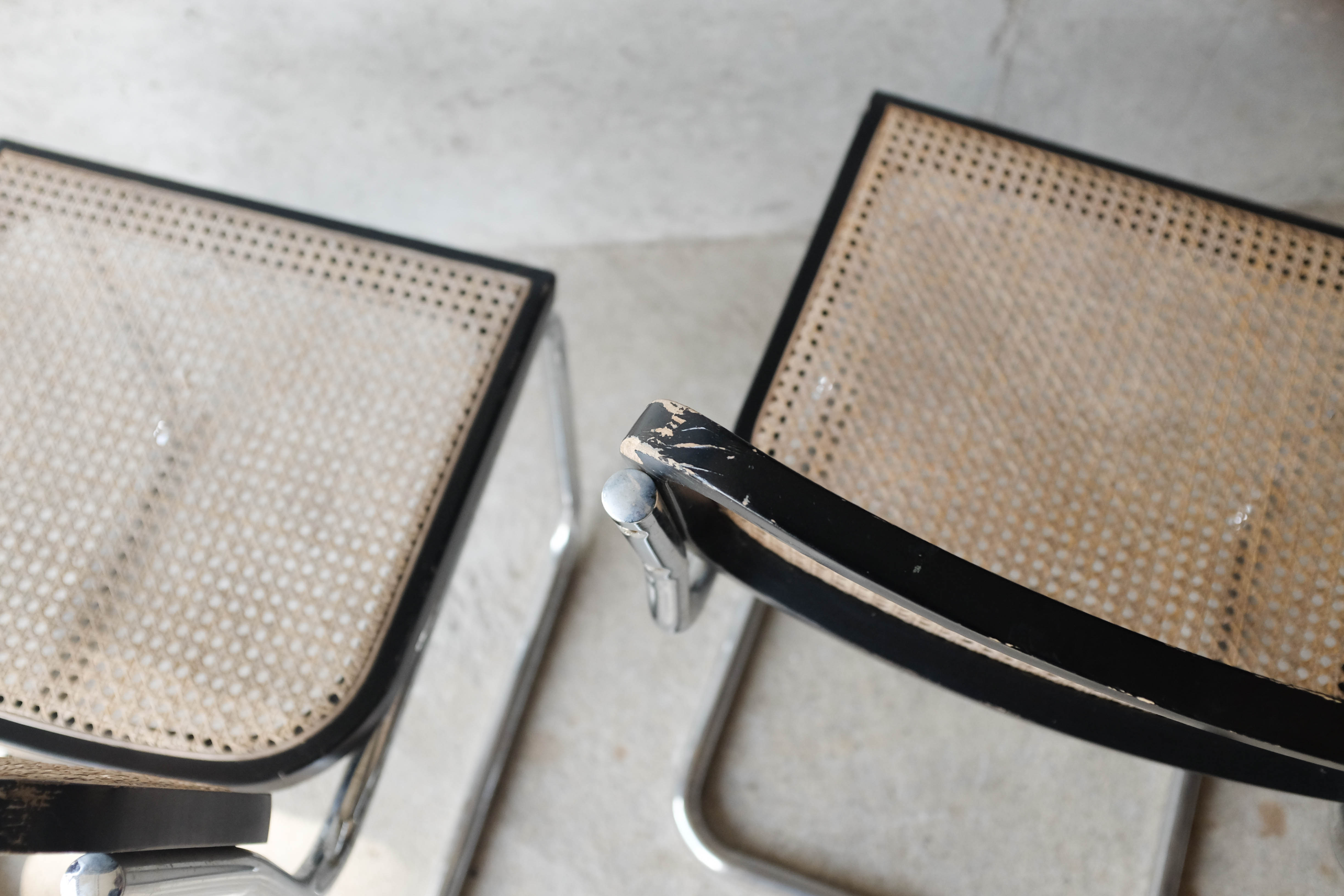 Set of 4 black cesca B32 chairs by Marcel Breuer