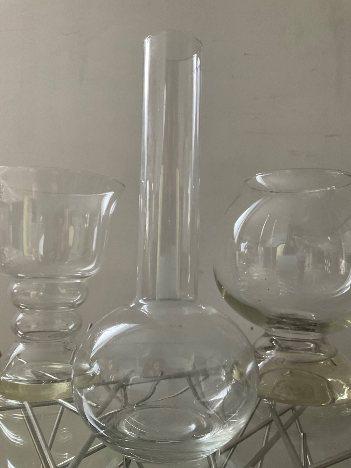Trio of vintage glass vases