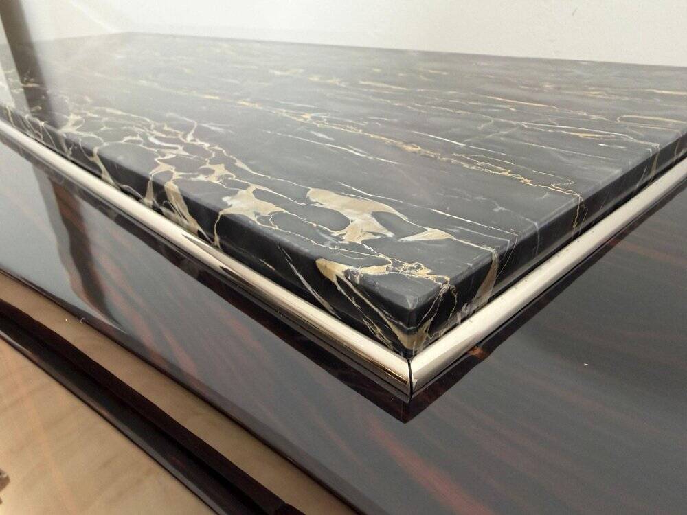 Art Deco Sideboard in Macassar, Marble & Chrome, France, 1930