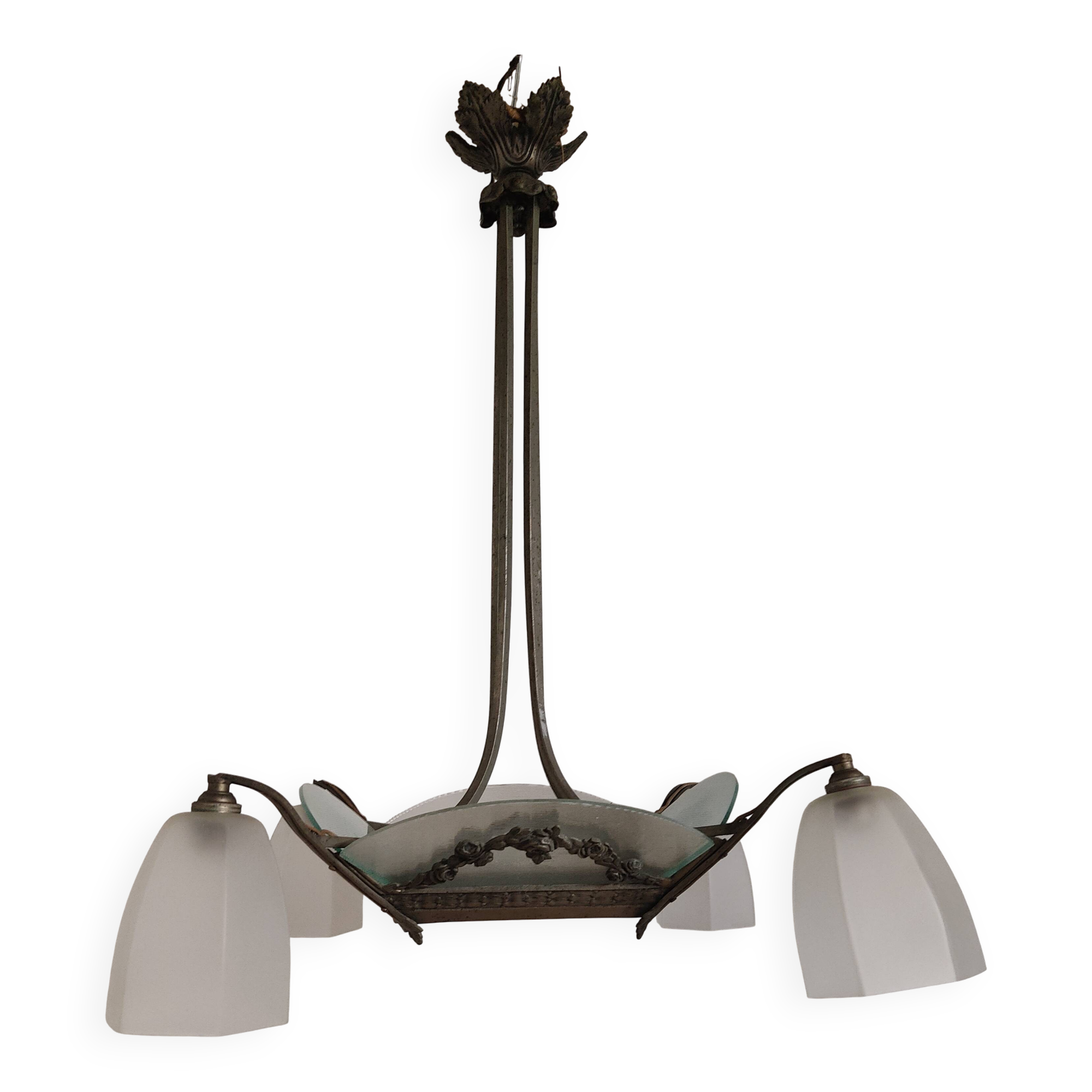 Lustre ancien Art déco 6 lumières