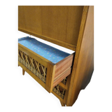 Rattan and oak secretary from the 60s