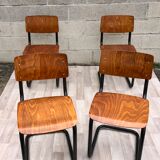 Lot of 4 chairs Vintage Arhend Cantilever oak color