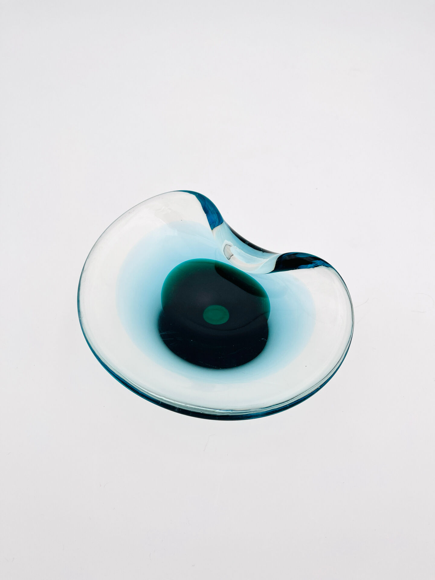 Murano Ashtray Galliano Ferro Sommerso Emerald Green 1960