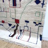 Beni Ouarain Berber carpet with blue, red and green coloured patterns 3.02x2.05m