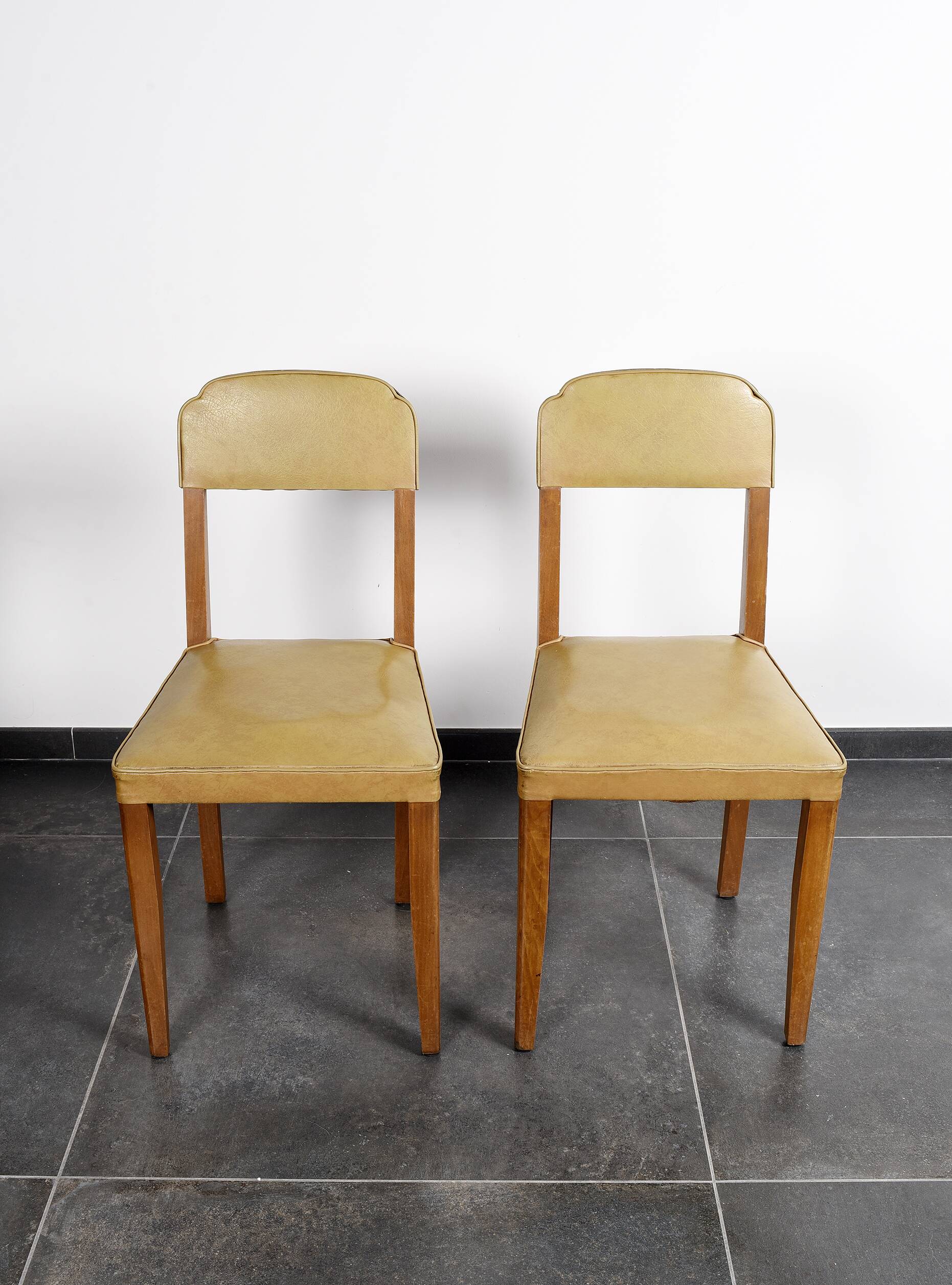 4 vintage leather chairs (yellow/ochre)