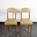 4 chaises vintage en cuir (jaune/ocre)