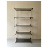 Hollis Jones plexiglass, brass & smoked glass bookcase, 1970 design