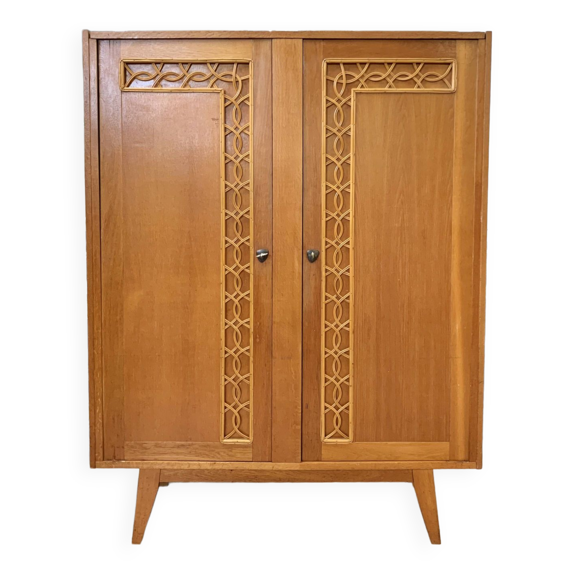 Armoire vintage bois et rotin Selency