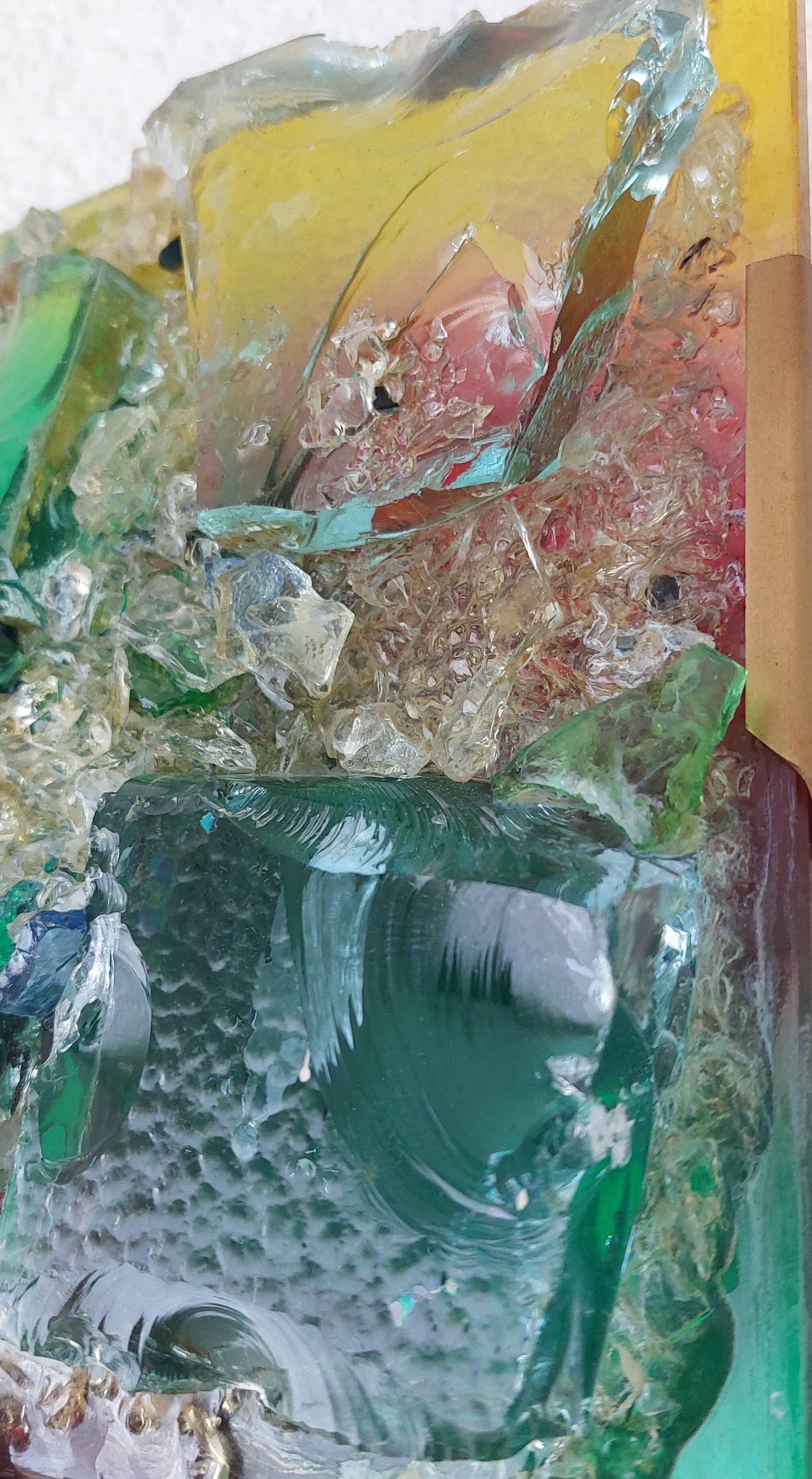 Brutalist Sculptural Broken Glass Wall Lamp by Cosack Leuchten.