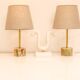 Mid-century modern Italian onyx and brass table lamps, set of 2