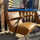 4 fauteuils en simili cuir camel, années 50
