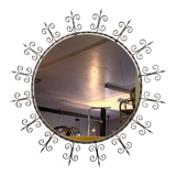 Grand miroir mural rond en fer forgé des années 1960