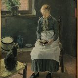 Reproduction of Fritz von Uhde's cat reader