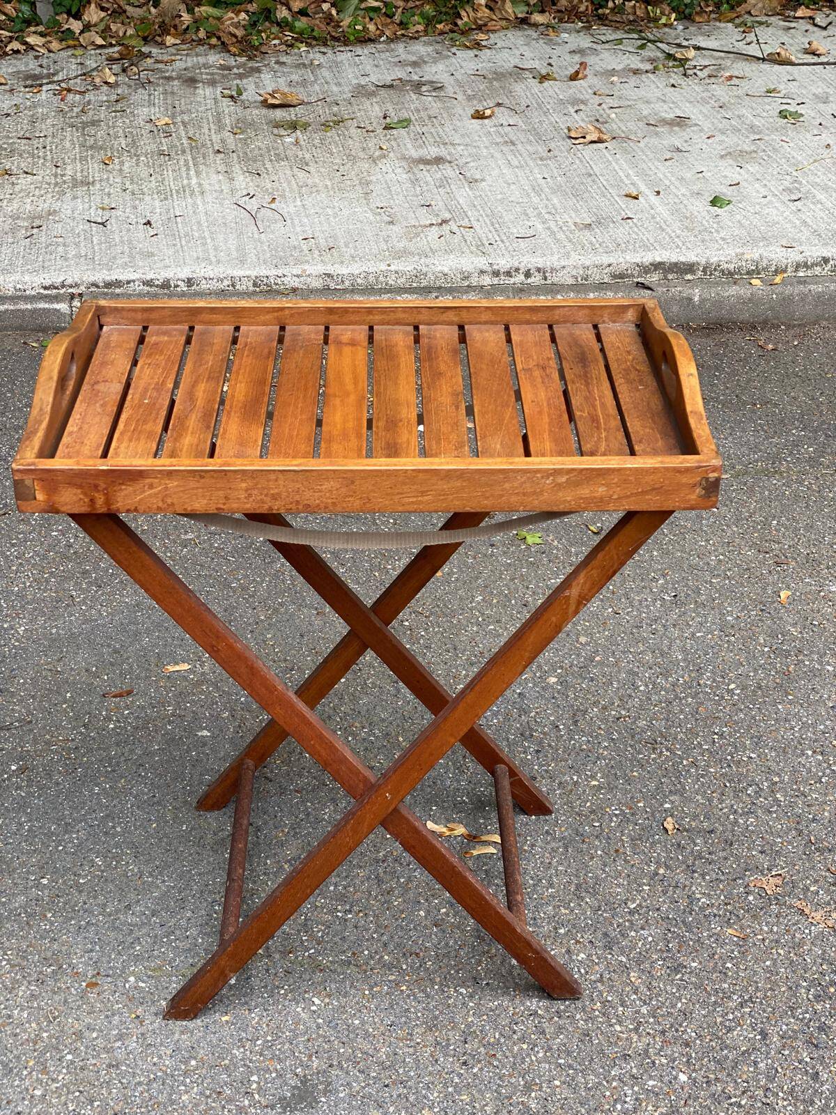 Scandinavian folding serving trolley in solid wood 1980