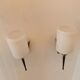 Pair of brass and opaline wall lights