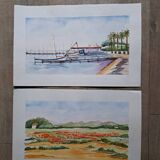 2 signed and authentic watercolors by Josette LOINTIER
