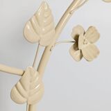 Vintage Italian white painted cast iron candlestick, floral motif, 1970s