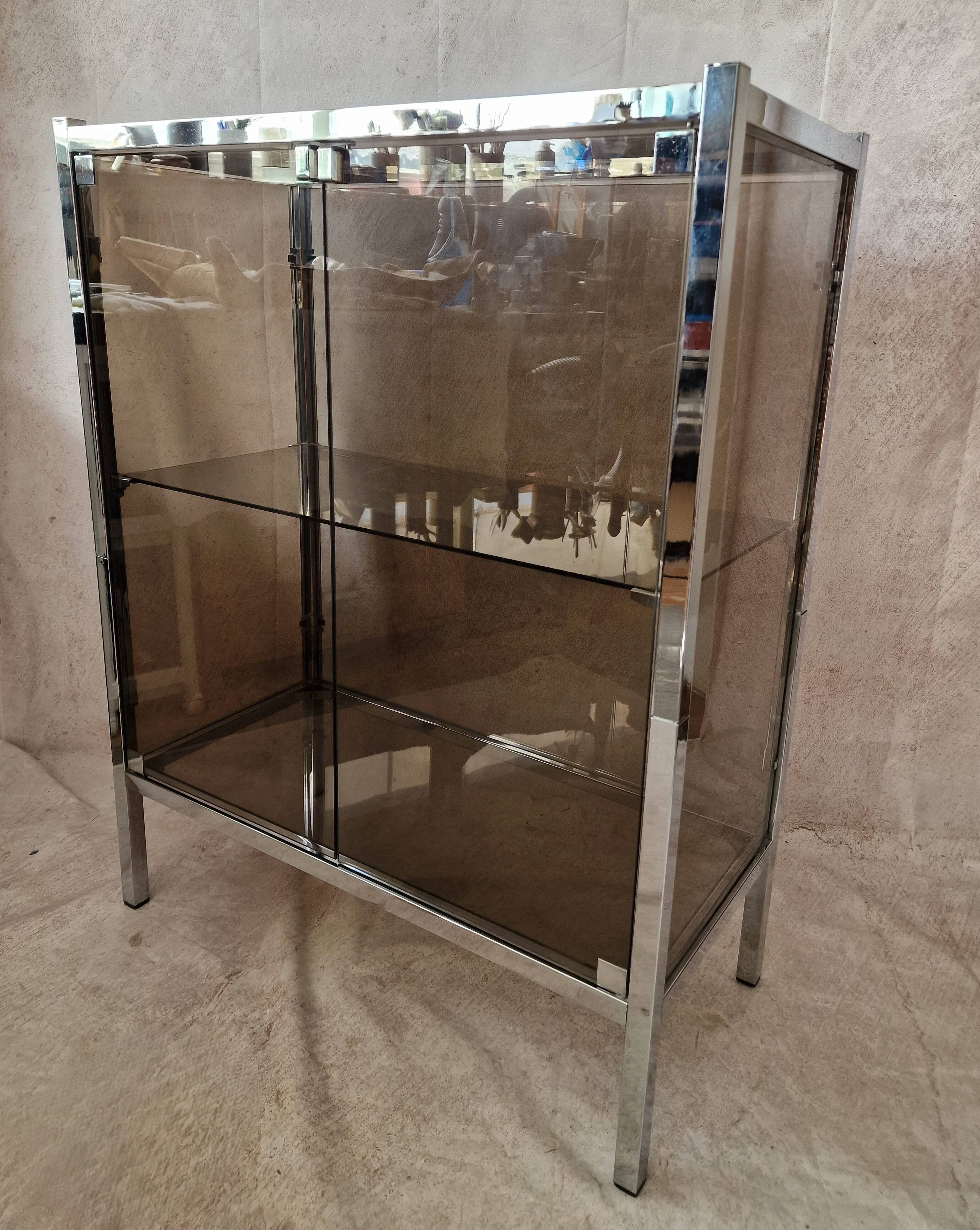 Smoked glass and stainless steel shelf