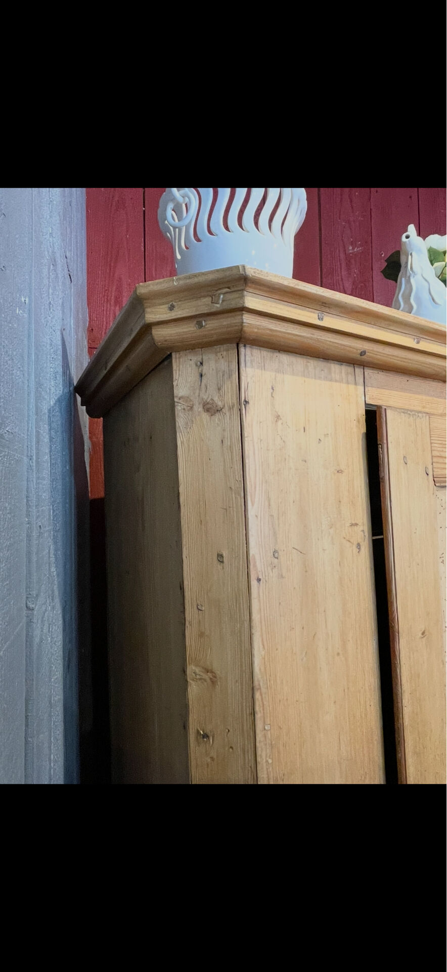 Pine wardrobe from the 19th century.
