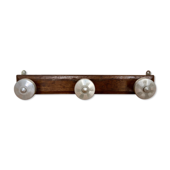 Vintage wood and aluminum patere