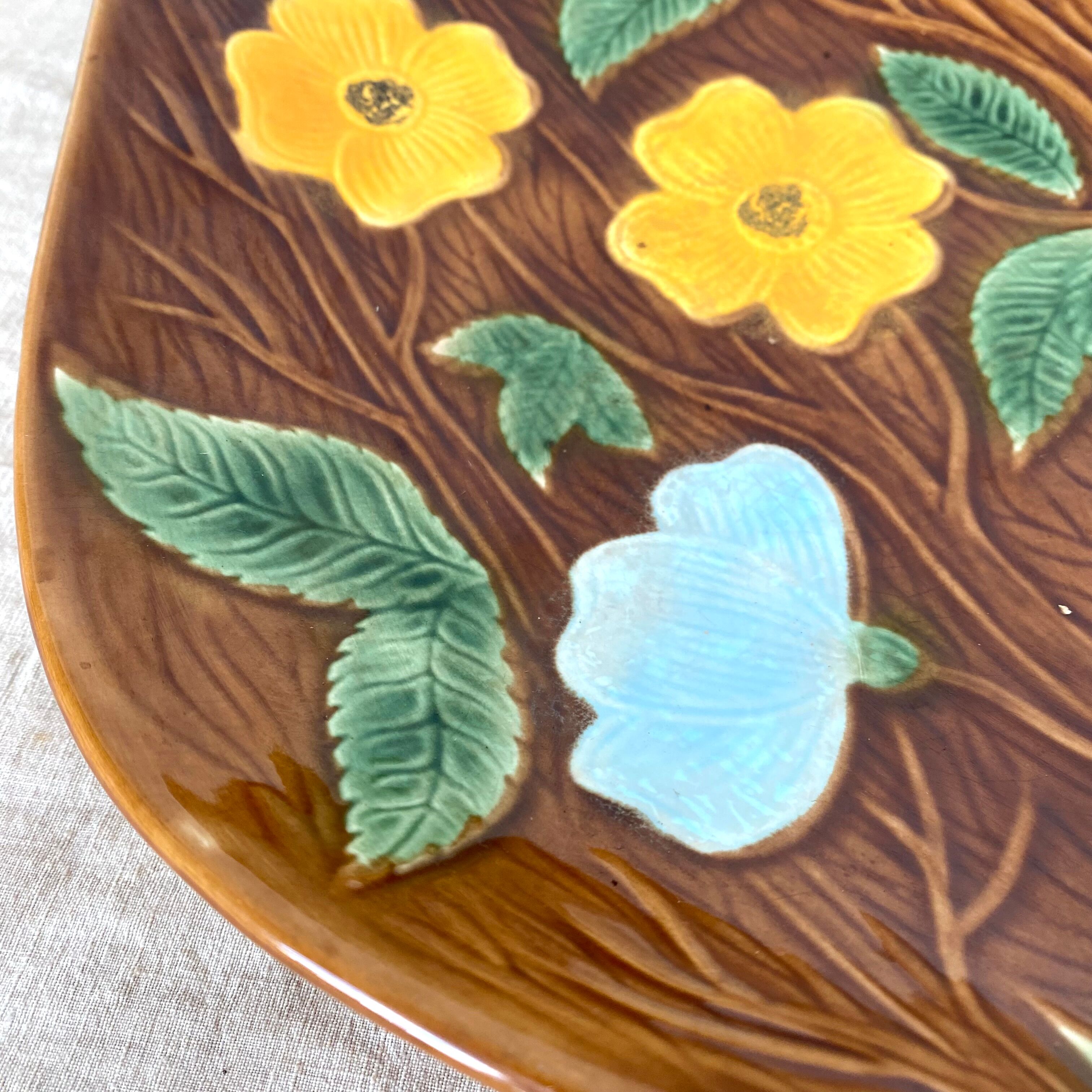 Vintage floral dish, Sarreguemines fruit bowl