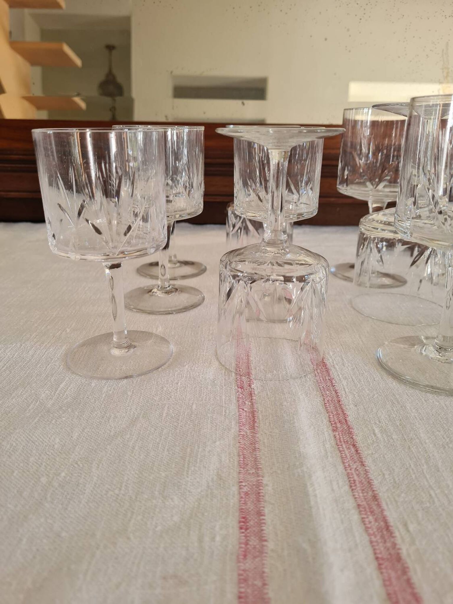 Water and wine glasses from the Royal Manufacture of Bayel