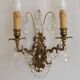Pair of French Baroque Double Bronze Crystal Wall Lights Glass Bead Swags