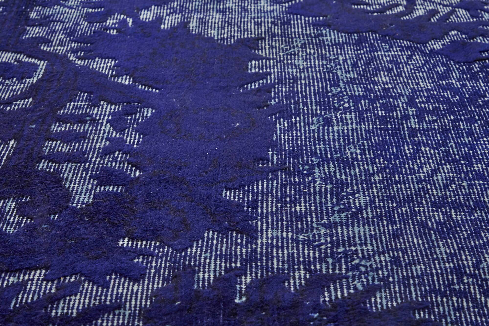 Hand-Knotted Vintage Turkish 1980s 183 cm x 279 cm Blue Rug