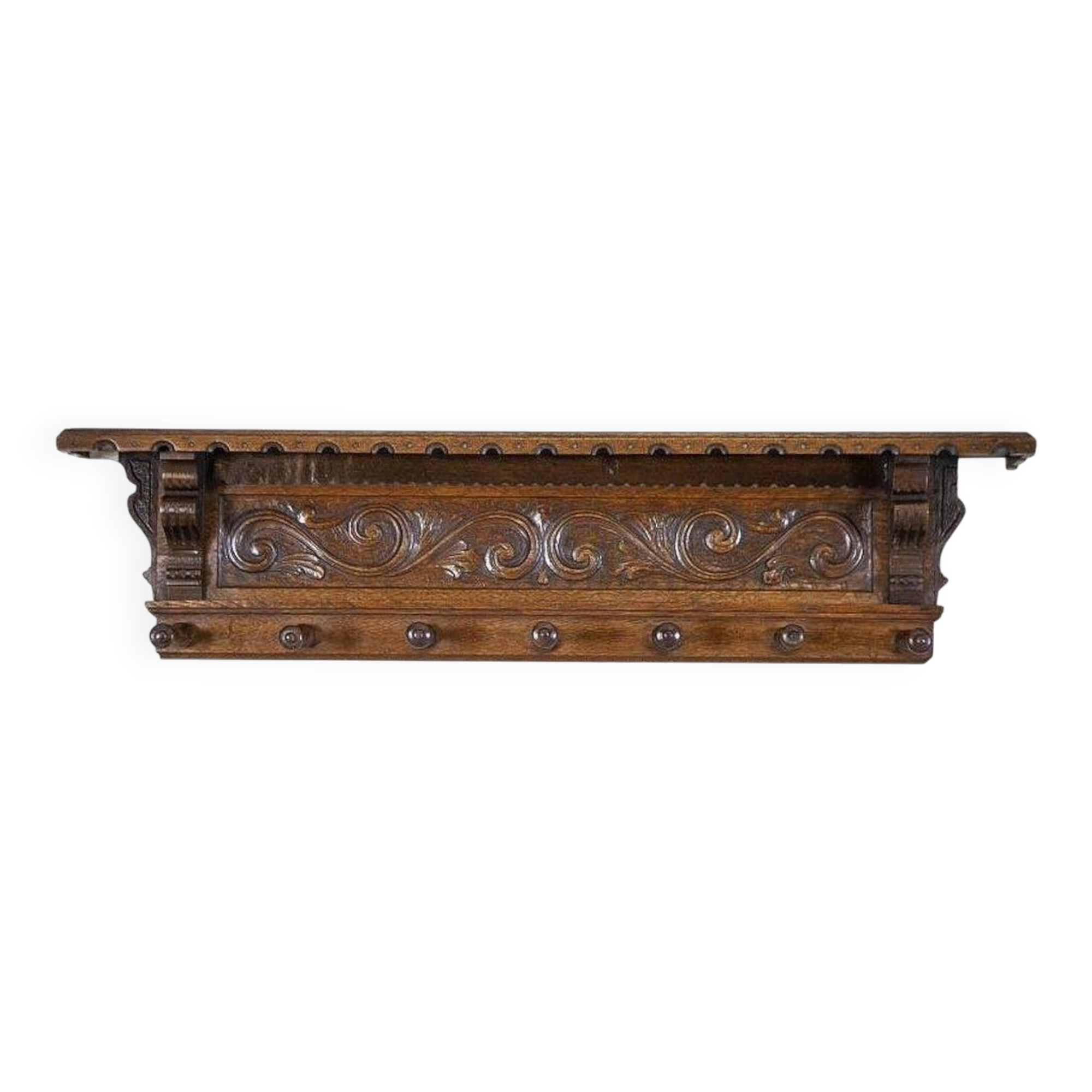 Early 20th Century Oak Coat Rack in Dark Brown, 1950s