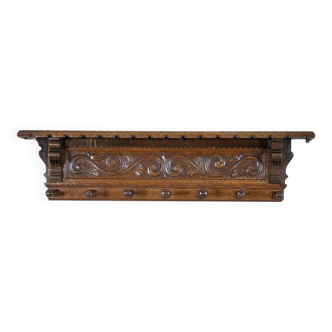 Early 20th Century Oak Coat Rack in Dark Brown, 1950s