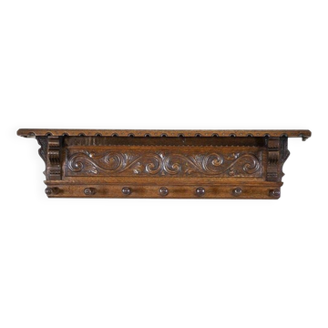 Porte-manteau en chêne du début du 20e siècle en marron foncé, années 1950