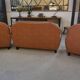 Camel 1980s 2-seater sofa and 2 club armchairs set in faux leather