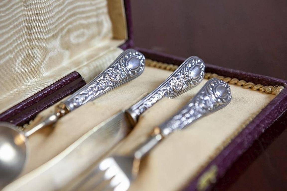 800 Silver Standard Silverware Set, 1930s, Set of 3