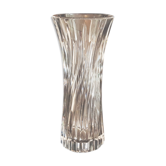 Vase rouleau en cristal taillé Val Saint Lambert